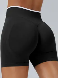 Gym Shorts Women Fitness Sports Biker High Waisted Shorts Seamless Colorblock Yoga Shorts Tight Peach Hip Sports Shorts Running Yoga Shorts Workout Scrunch Butt Seamless Workout Tight Shorts