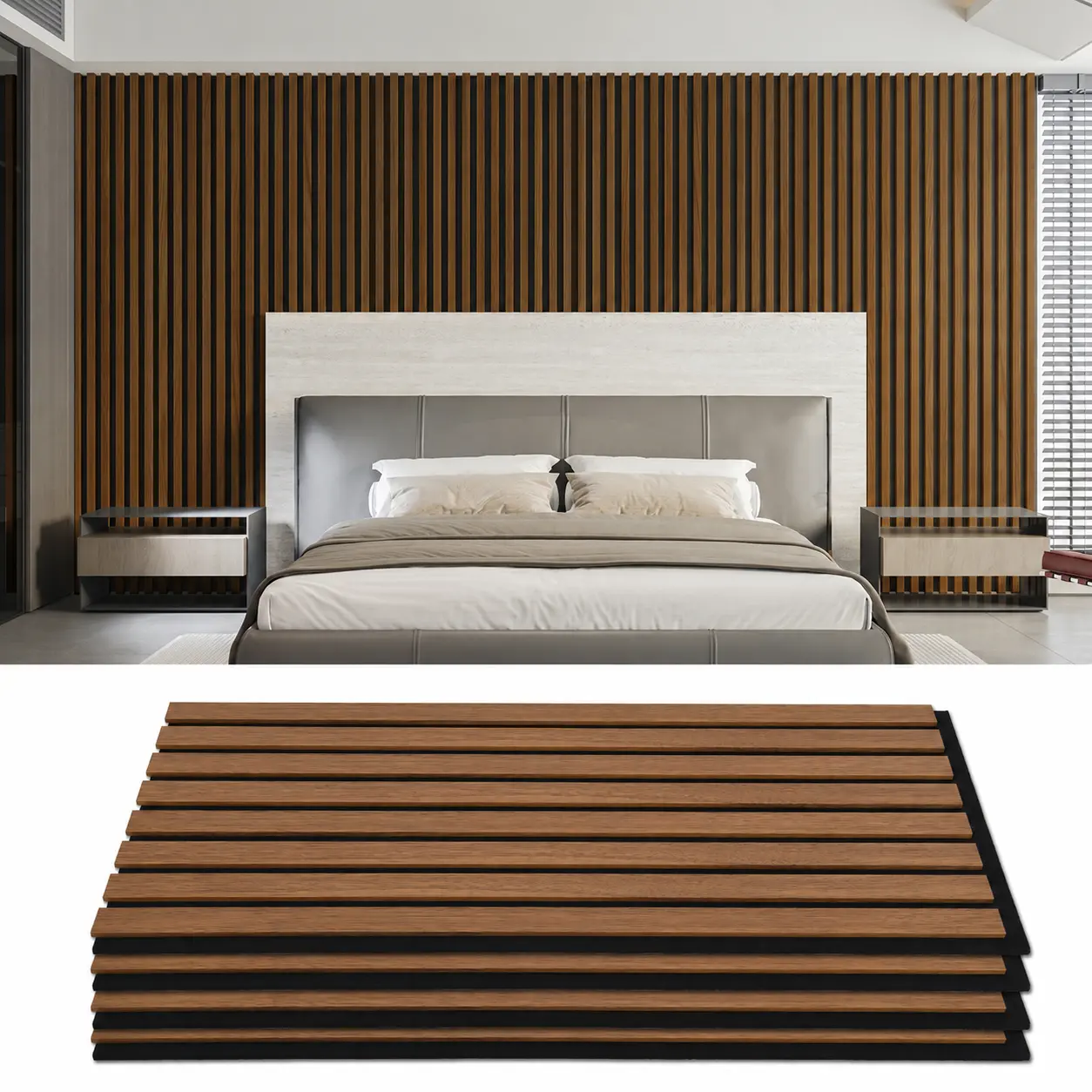 Art3d 4-Pack Lightweight MDF Wood-Look 3D Wall Panels, DIY Decor Panels, 24" x 12",Covers 8 Sq.Ft., Acoustic Grille Panels