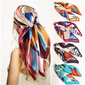 4pcs Satin Head Scarf Set 27.5 Inches, Wicking Polyester Fabric, Non-Slip Knot, Elastic Hairbands for Yoga, Running, Cycling, Basketball, Fashion Hair Accessories for Daily Use