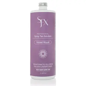 SunFX Violet Royal Spray Tan Solution - All Natural & Organic 1 Liter - Caribbean Chocolate Formula with ECO Cert DHA & Unique Botanical Extracts