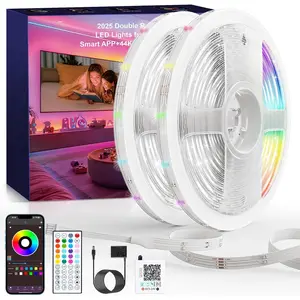 LED Lights for Bedroom, 2025 Double Row 100FT 960LEDs RGB Strip Lights  Sync Color Changing LED Lights, APP+44Key Remote Control Timed Dimming for Bedroom  Decor(2Rollsof50FT)