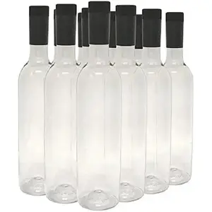Plastic  Bottles & Screw Caps, Clear, 750ml - Pack of 12