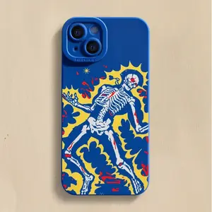 Flame Skeleton Graffiti Phone Case for iPhone  17,16, 15, 14, 13, 12,11,XR  Air PRO PLUS, MAX, SAMSUNG GALAXY S22, S23, S24, S25, S26 ULTRAPLUS.Made of TPU material, with fashionable design and featuring anti-drop protection function