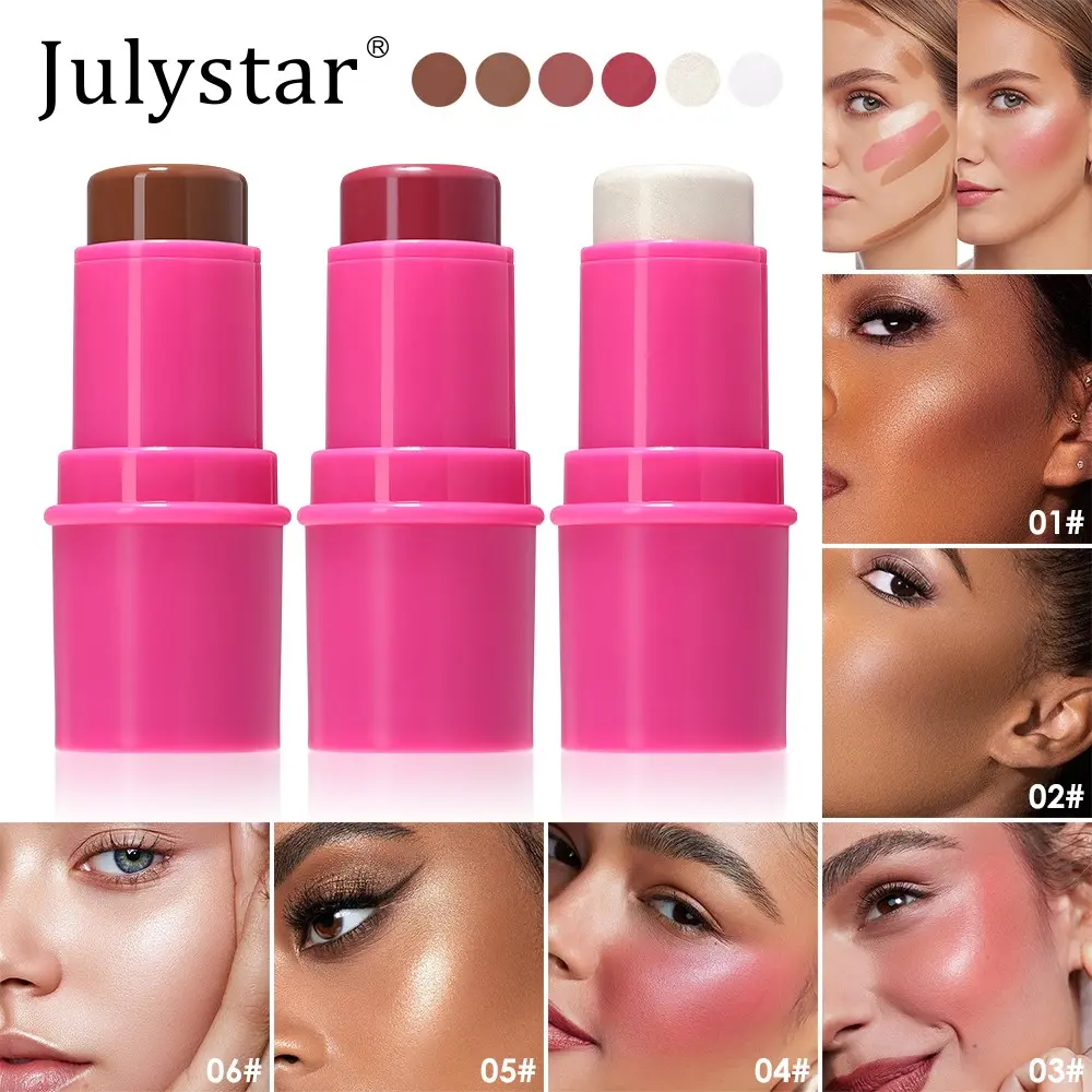 Pearl-Finish Bronzer Highlighter and Matte Contour Stick 3pcs, 2-In-1 Nose and Cheek Contouring, Smooth Texture, Sculpted Contours, Face Highlighter