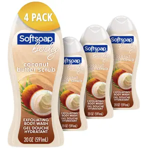 Body Wash, Coconut Butter Scrub , Exfoliating Body Wash, 20 Ounce, 4 Pack