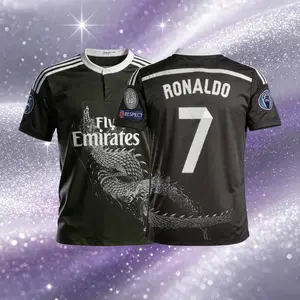 14 15 Third Away Black 7# Cristiano Ronaldo Short Sleeve Soccer Jersey Fans Version