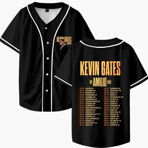 Kevin Gates The Amilio Tour 2025 Merch Baseball Jersey Shirt V-Neck Women Men Short Sleeve Streetwear Clothes