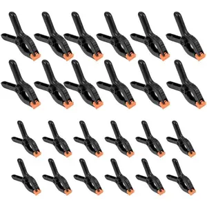 24-Pack Black Plastic Spring Clamps - Anti-Slip Balloon Arch & Backdrop Clips, Heavy-Duty Photo Prop Clamps in Two Sizes