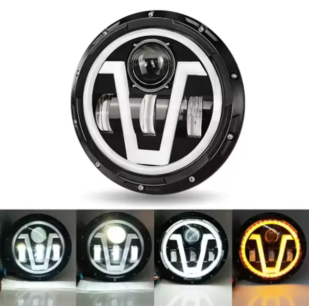 7 Inch Led Auto Headlight Motorcycle LED Headlight DRL Angel Eyes for Harley Honda Yamaha Jeep Lada Niva Urban Car H4 Headlamp