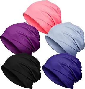 5 Pieces Stretch Cancer Head Wraps – Slouchy Beanie & Sleep Scarf Set for Chemo Patients, Women's Chemo Hats for Head Coverage & Comfort