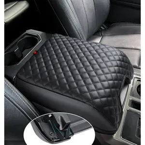 Center Console Cover for Ford F150 2015-2020, Armrest Cover for F250 F350 F450 2017-2022, Expedition 2018-2024, PU Leather   Interior Accessories Middle Console Cover, Bucket Seat