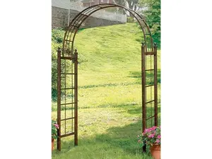 Crosley DEPAR114 Deer Park Lattice Arch, 64x8x24 Metal Garden Building, Durable Heavy Gauge Metal Construction, Outdoor Decoration for Home Improvement