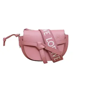 Pre-owned Loewe leather Tote Bags Gate saddle crossbody bag MINI Dual wide shoulder strap pink leather