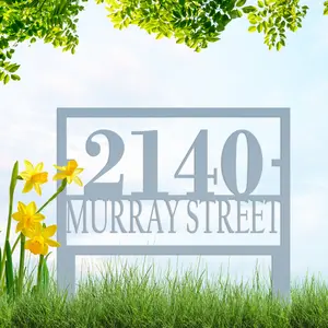 Personalized Rectangle Address Metal Yard Stake - House Numbers Yard Sign, Home Address Yard Sign for Lawn-Yard, Address Sign for the Yard-Lawn