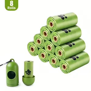 Pet Waste Bags（8 rolls） - Bags For Dog Poop Picking Up And Cat Cleaning - Strong Leak-proof,  Portable, And Convenient With 1 Free Storage Box For Walks And Household Cleaning Supplies Biodegradable Waste Bag.