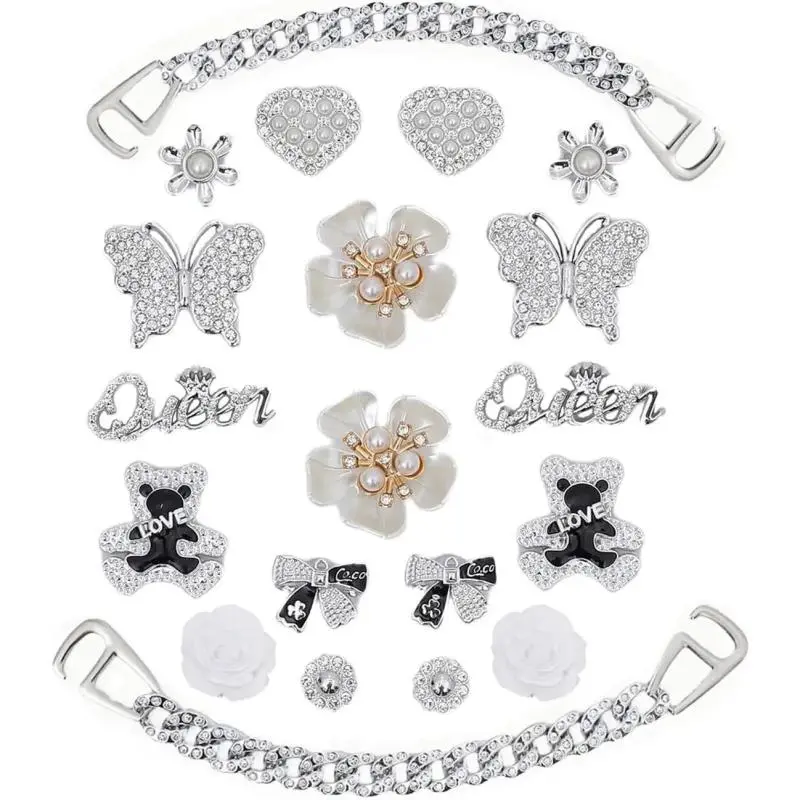 Bling Shoe Charms for Girls, Butterfly Chain Accessories, Cute Shoe Decorations for Women, DIY Shoe Accessories Footwear Gift