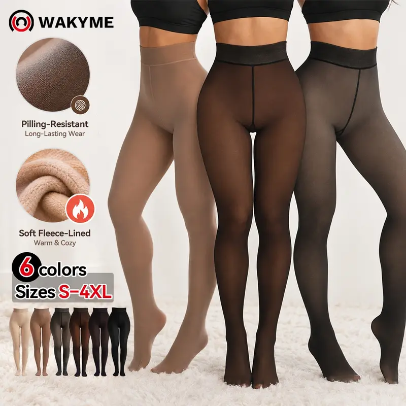 【Creator's Choice】WAKYME Women's Foundation Sheer Fleece-Lined Tights – Foundation Skin-Tone Leggings, Translucent Pantyhose, Warm & Cozy Fall & Winter Thermal Tights SohoChic