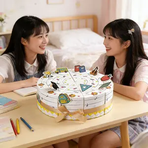 11pcs Cake-Shaped Gift Box Set Paper Triangle Party Favor Boxes DIY Fillable Surprise Treat Packaging Cute School Theme Candy Boxes for Kids Birthday Back to School Graduation Classroom Party Supplies Gift for Students