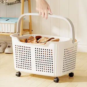 Langkes Premium Rolling Laundry Hamper with Handles Large Capacity Breathable Fabric Storage Basket for Bathroom Bedroom and Clothes Organization