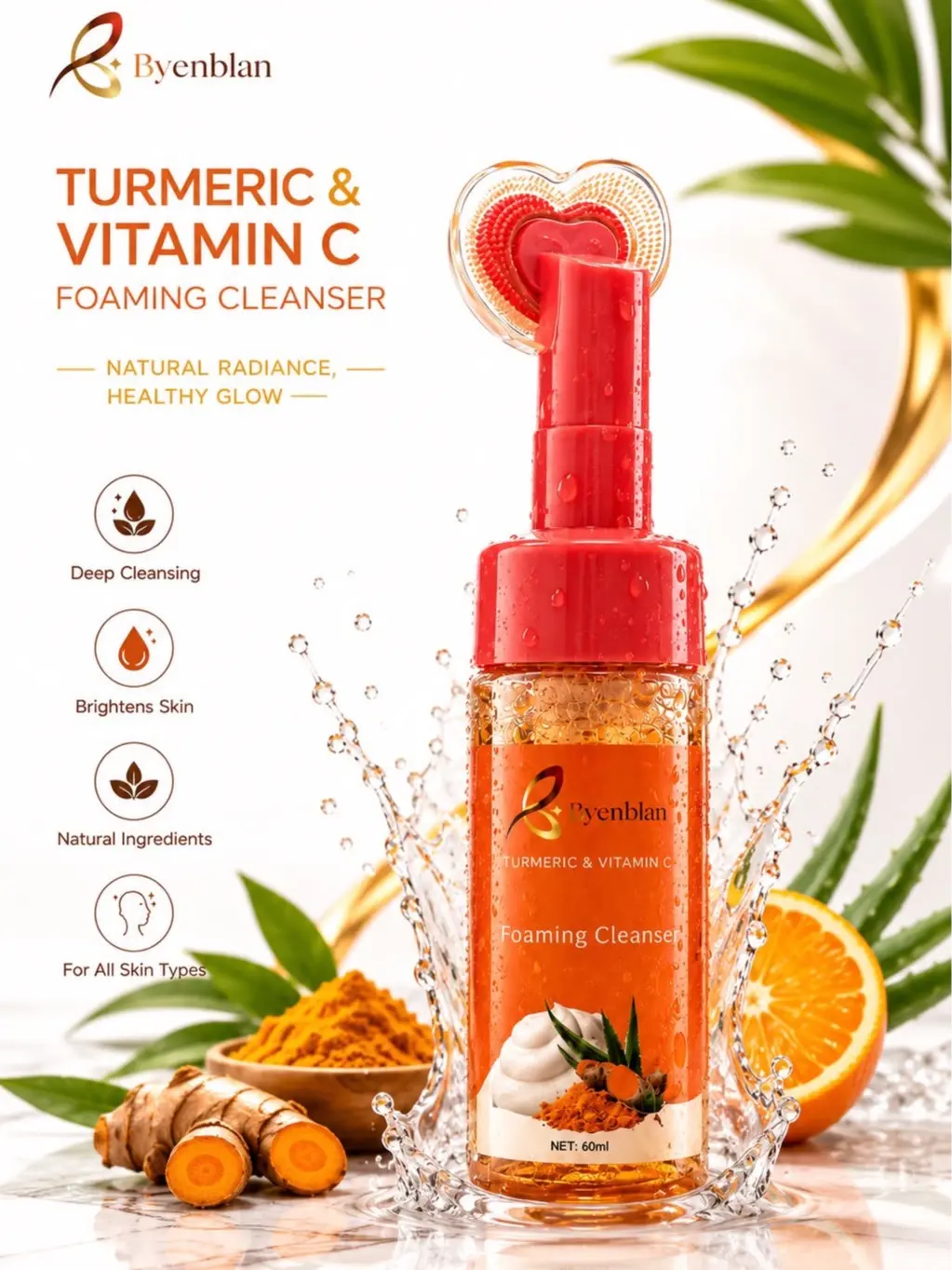 JNJ Beauty , Byenblan Turmeric Foaming Cleanser Facial Cleansing 60 ml Skin Repair