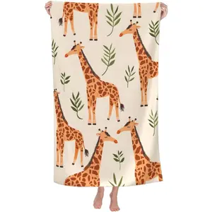 Giraffe Pattern Beach Towel 31inx51in, Animal Sand-Free Microfiber Bath Towel Ultra Soft Quick Dry Pool Towel Absorbent Towel Lightweight Towel for Swimming Bathroom Decor