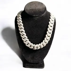 23mm Moissanite Mosaic Cuban 925 Silver Custom Mens