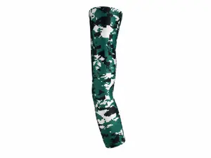 Digital Camo Compression Arm Sleeve - Green White, UV Protection, for Adult & Youth Sports, Gym Use