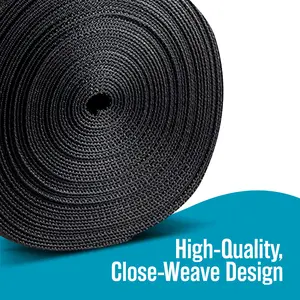 Houseables Lawn Chair Webbing, Webbing 2 Inch, Nylon Straps 2 Inch Wide, Strapping for Upholstery, Seat Belt, Seatbelt, Bags, Climbing, Firefighter, Tubular, Polypropylene, Black, 25 Yards