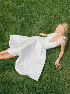 Cider Jacquard Halter Neckline Floral Lace Up Maxi Dress