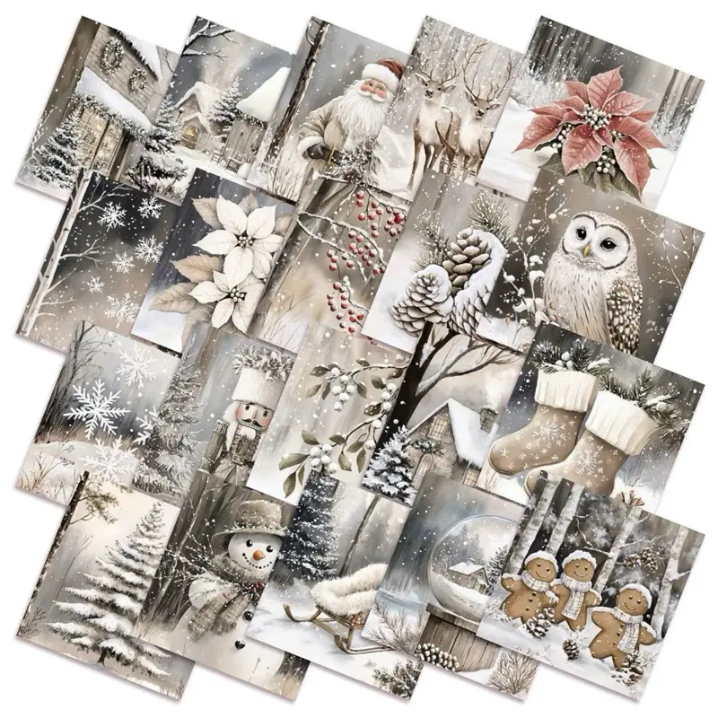 uct imageTitle HunnmingRe 20 Pcs 10''x10'' Beige Winter Quilting Fabric Square Neutral Christmas time.