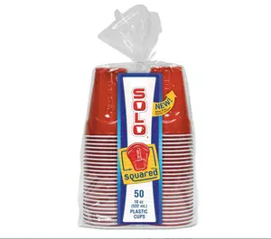Red Solo Party Plastic Cups, 18 oz, 50 Count santa cruz  plastic