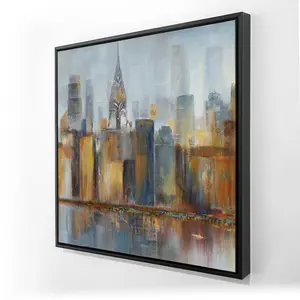 360 Stand 24x24 in. Modern Framed Wall Photo Artwork - Artistic Urban Charm Minimalist Cityscape Print with Chrysler Building, Home Decor Poster & Print