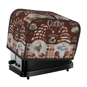 Christmas Coffee Elf 2 Slice Toaster Cover Dustproof Bread Maker Oven Cover Small Kitchen Appliance Protector Table Home Decor Gifts