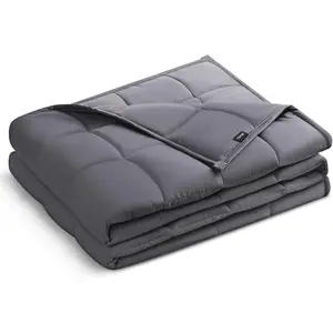 Weighted Blanket (48"x72", 12lbs, Dark Grey), Size Weighted Blanket for Adults, High Breathability Heavy Blanket, Soft Material with  Glass Beads