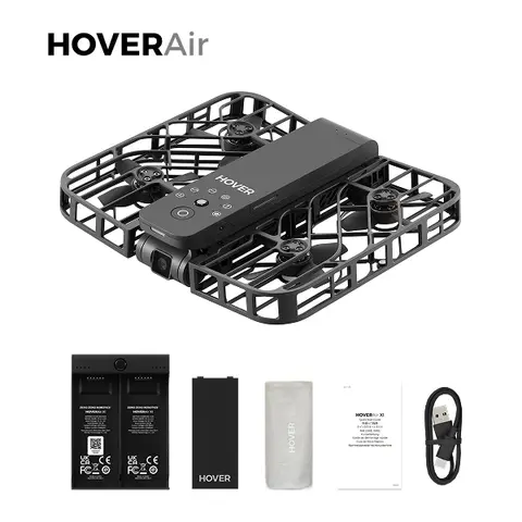 HOVERAir X1 Pocket-Sized Self-Flying Drone Helicopter Quadcopter for Content Creators, 125g Lightweight Foldable Portable Wireless Drone with 5 Pre-Programmed Flights, Orbit Mode, Mechanical Recording, Handbag, Folding Cable, Battery, Manual & Accessories