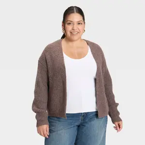 Women's Cozy Cardigan Sweater - Universal Thread Brown 2X