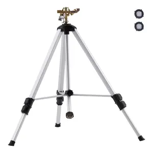【Father's Day】VEVOR Impact Sprinkler on Tripod Base,  Heavy Duty Tripod Sprinklers with Brass Head & 3/4" Connector, 360 Degree Large Area Coverage Irrigation Sprinkler, Adjustable Heights Sprinkler for Yard Gray