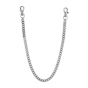 10mm Cuban Link Pant Chain – Black/Silver Tone, Unisex Design