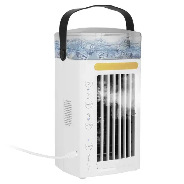 4-in-1 Portable Evaporative Water Cooling Fan, Desktop Personal Water Cooling Fan with 480ml Water Tank, Add Ice and Water for Refreshing Cool Wind for Home, Office, and Camping Use