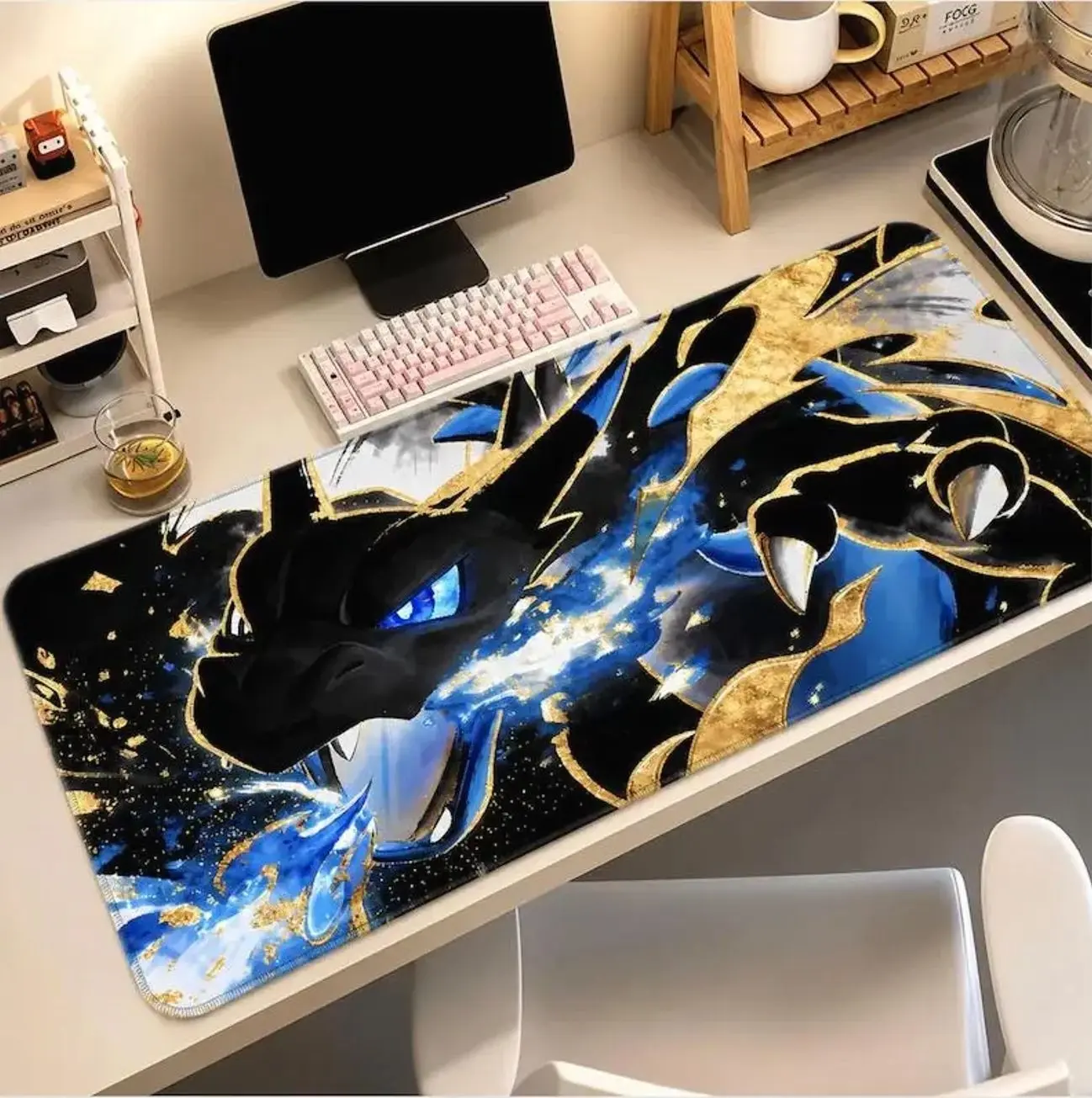 CCharizardd Mouse Pad XL, Mega Evolution Desk Mat, Dragon Fire Desk Setup, TCG Playmat Gaming Card Games