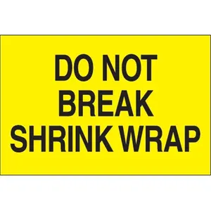 Tape Logic  2 x 3 in. - Do Not Break Shrink Wrap Fluorescent Yellow Labels - Roll of 500