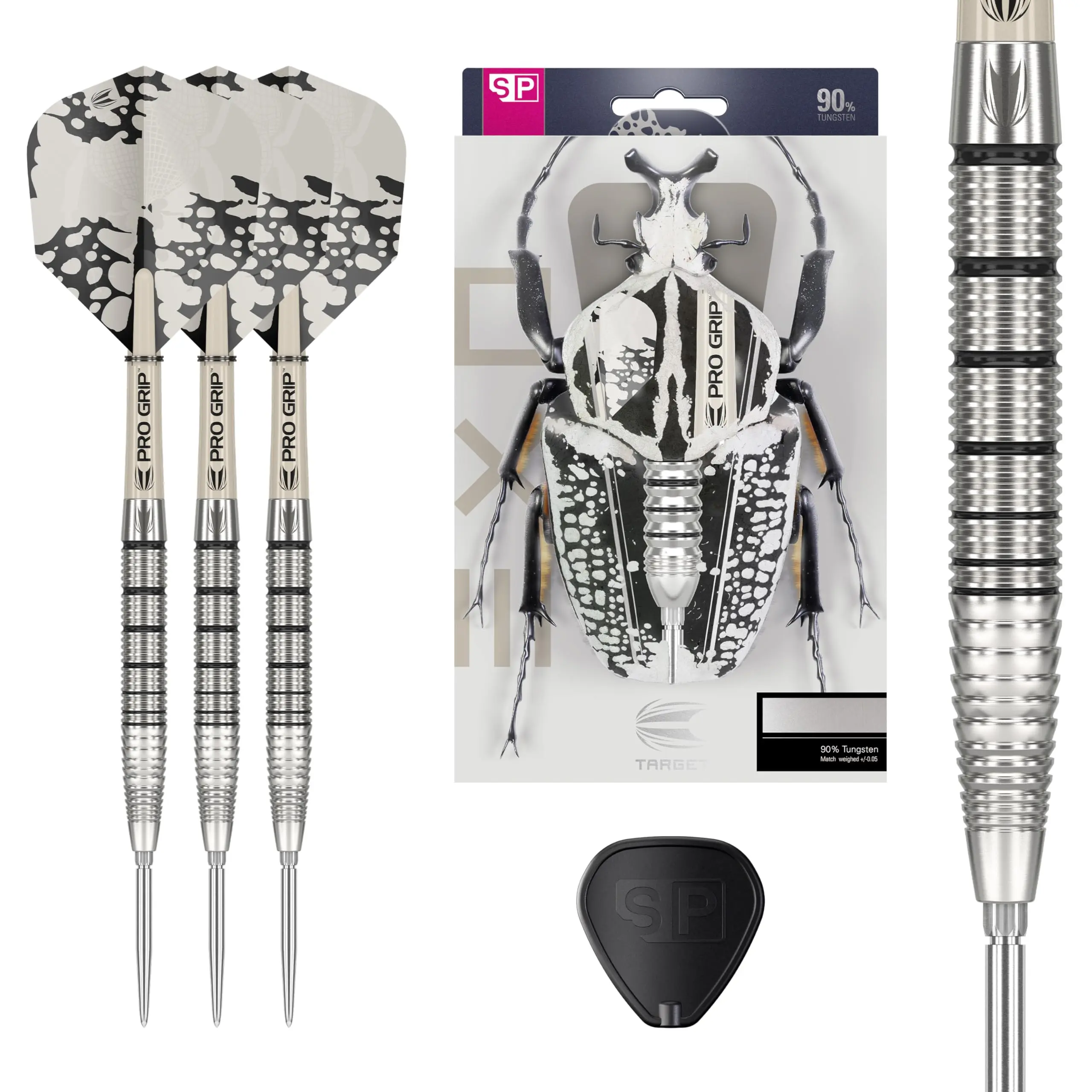 Target Darts EXO Edition 90% Tungsten Steel Tip Darts Set – 24g Barrel SP02 – Steel Tip Dart Sets, Swiss Point Darts with Pro Grip Shafts and No.6 Flights, SP Tool Included