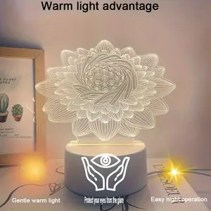 Modern Lotus Night Light, USB Powered, Soft Warm Glow, Bedroom Decor, Holiday Gift, Creative Desk Lamp, Ambient Lighting, Computer Accessory