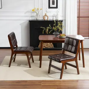 Leather Upholstered Gallavich Chairs with Wide Seat, Armless Dining Chairs Set Wood Structure, Stylish Design for Home Dining Room