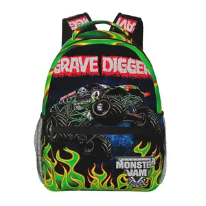 Lightweight Monster truck Backpack Funny Cartoon Monster trucks Travel Casual Laptop Backpack Hiking Daypack Monster truck toys stuffs for birthday, anniversary, party gifts