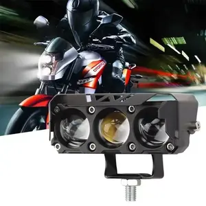 Motorcycle LED Spotlight Dual Color Fog Lamps for Car Trucks Mini Lens Headlight Driving Light motorcycle accessoriesO