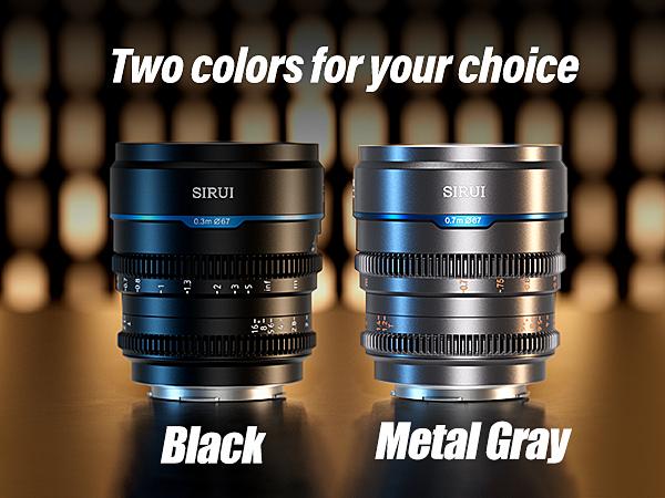 SIRUI Night Walker 16mm/24mm/35mm/55mm/75mm S35 Frame Cine Lens Series, T1.2 Large Aperture Manual Focus Lens for E/L/MFT/RF/X Mount Cameras, Black/Metal Grey