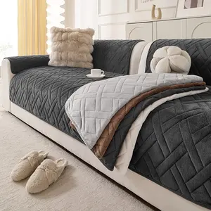 1pc plush sofa cushion, all-season, pet-friendly diamond-patterned design with anti-slip and machine-washable protective cover, Couch Covers, suitable for home decor in offices, bedrooms, living rooms, and more. Sofa cushion cover