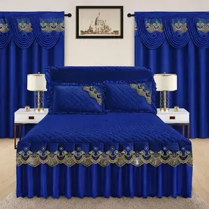 5 Pieces Royal Blue Bedroom Set New Sheet Bedding with Matching Curtains for Cozy Home Decor