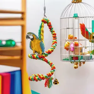 Pet Bird Toys Set, Parrot Chew Rope, Hanging Grabber Stand, Stainless Steel Nesting Rack, Claw Fork, Cage Accessories, Bird Supplies